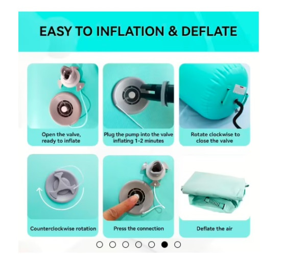 Надувной гимнастический ролл LUBAKED Air Rolle для йоги и фитнеса с насосом, зеленый (my-21025)