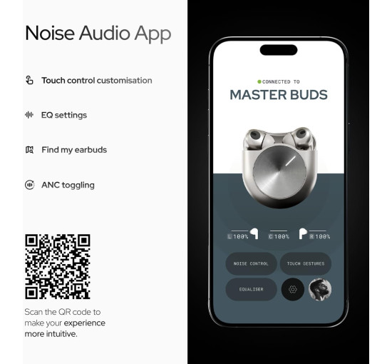 Наушники Noise адаптивное шумоподавление до 49 дБ, титан (my-21101)