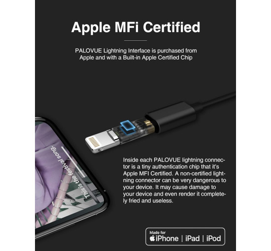 Навушники PALOVUE сумісні з iPhone, чорний (my-21107)