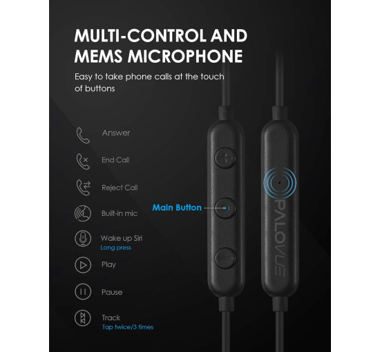 Навушники PALOVUE сумісні з iPhone, чорний (my-21107)