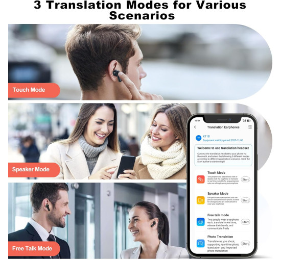 Навушники-перекладачі Exsulity Y113S зі штучним інтелектом, підтримують 144 мови, чорний (my-21103)