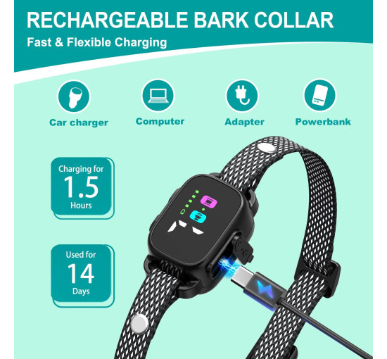 Нашийник проти гавкання RICIVI YJ318 для маленьких собак, без електрошоку, темно-чорний (my-21157)