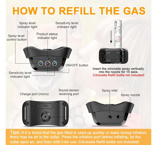 Ошейник с распылителем для собак UCATQ с 3 уровнями чувствительности (my-21166)