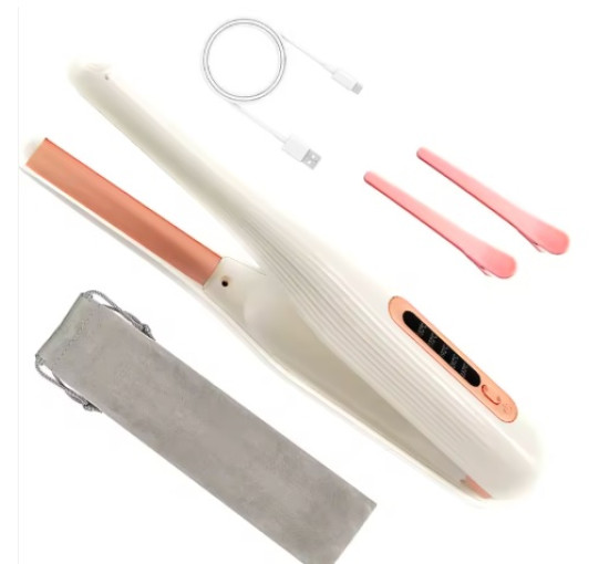 Бездротовий випрямляч для волосся, що перезаряджається, білий (my-21036)