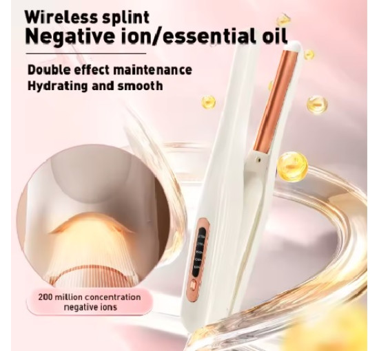 Бездротовий випрямляч для волосся, що перезаряджається, білий (my-21036)