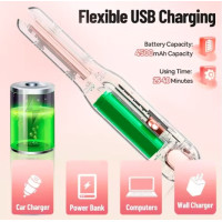 Бездротовий випрямляч для волосся, що перезаряджається, білий (my-21036)