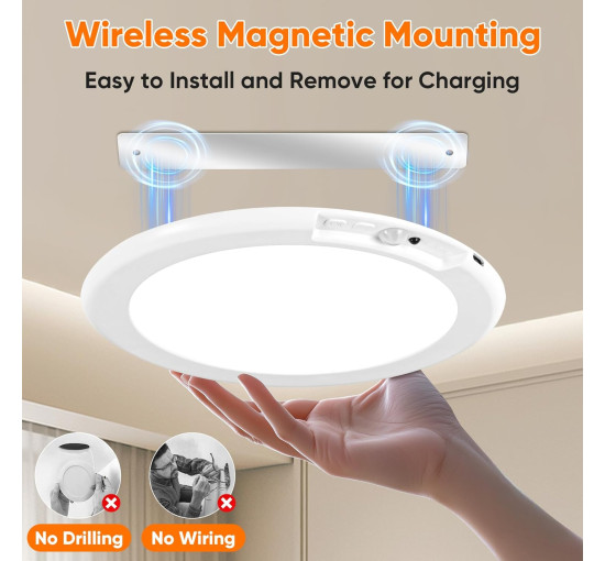 Стельовий світильник Bairth T070, що перезаряджається, з датчиком руху, білий (my-21099)