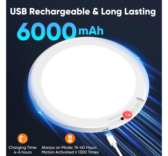 Стельовий світильник Bairth T070, що перезаряджається, з датчиком руху, білий (my-21099)