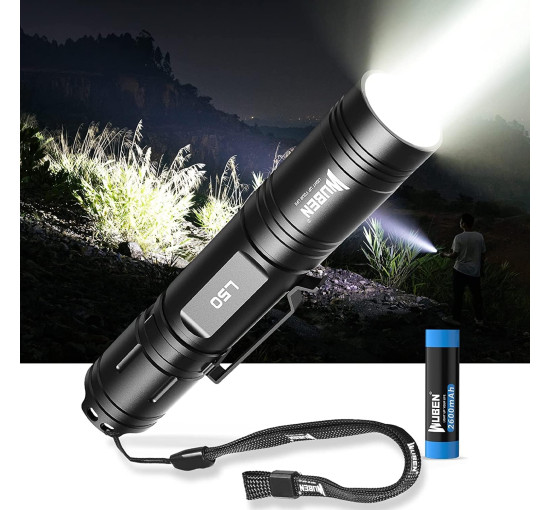 Перезаряжаемый сверхъяркий светодиодный фонарь WUBEN L50 с яркостью 1200 люмен, черный (my-21070)