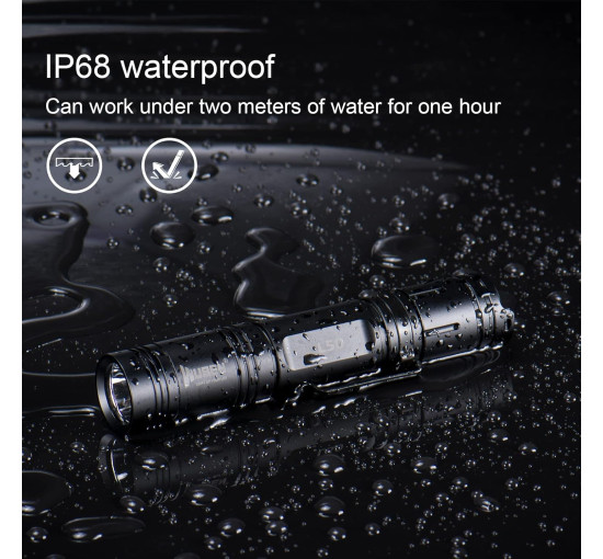 Перезаряжаемый сверхъяркий светодиодный фонарь WUBEN L50 с яркостью 1200 люмен, черный (my-21070)