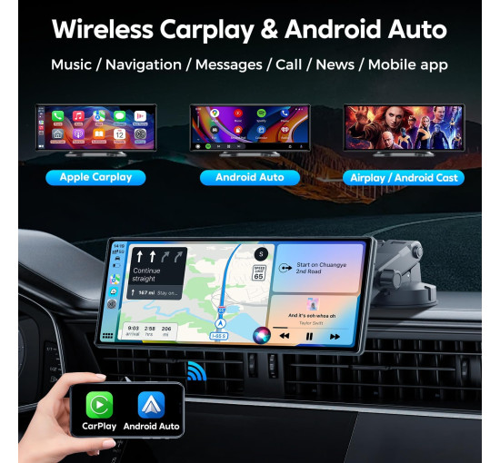 Портативная автомобильная стереосистема JATAZA T1026CW 10,26 дюйма, GPS-навигацией, черный (my-21061)