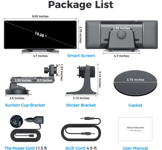 Портативная автомобильная стереосистема JATAZA T1026CW 10,26 дюйма, GPS-навигацией, черный (my-21061)