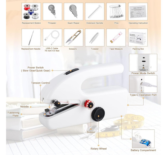 Портативна міні-швейна машинка YSSPPOY HG43, білий (my-21052)