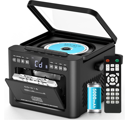 Портативний CD-плеєр Greadio CD-W16, чорний (my-21029)