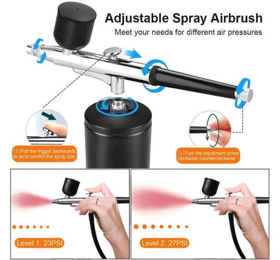 Портативний та елегантний аерограф Lifellery, акумуляторний бездротовий компресор, чорний (my-21026)