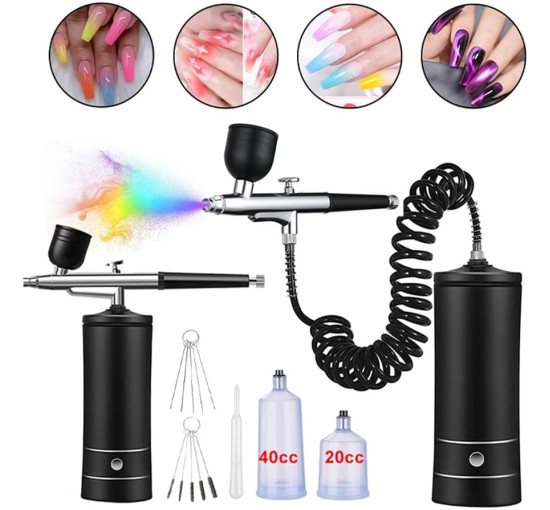 Портативний та елегантний аерограф Lifellery, акумуляторний бездротовий компресор, чорний (my-21026)