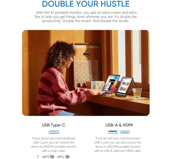 Портативний монітор ARZOPA A1 15,6'' FHD 1080P (my-21054)