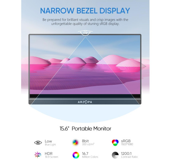 Портативний монітор ARZOPA A1 15,6'' FHD 1080P (my-21054)