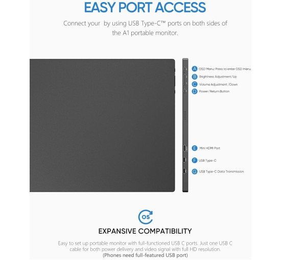 Портативний монітор ARZOPA A1 15,6'' FHD 1080P (my-21054)
