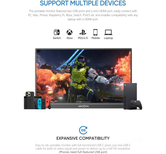 Портативний монітор ARZOPA A1 15,6'' FHD 1080P (my-21054)