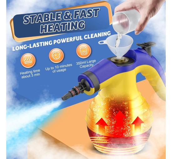 Портативний пароочисник ASSCA HY-308 9-в-1, 380 мл, жовтий (my-21098)