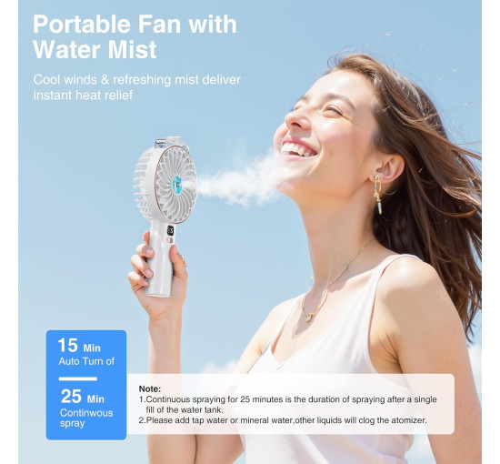 Портативний ручний вентилятор DDHTSAL F106 акумулятор 4000 мА·год, білий (my-21196)