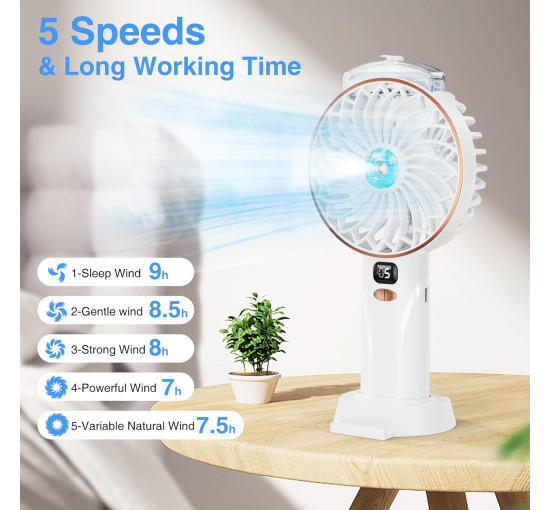 Портативний ручний вентилятор DDHTSAL F106 акумулятор 4000 мА·год, білий (my-21196)