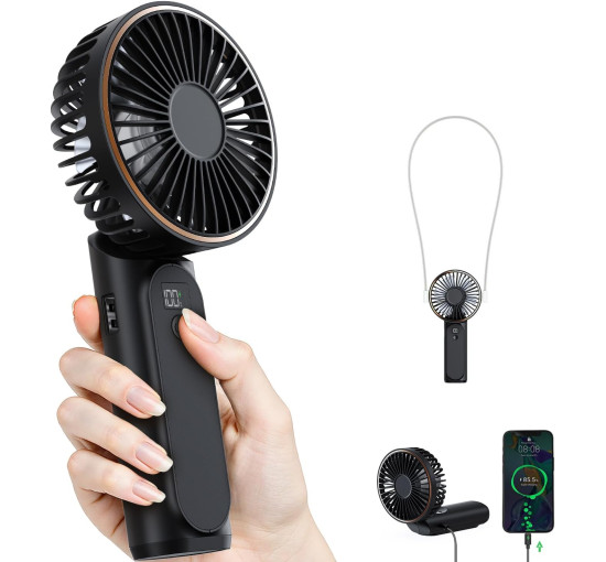 Портативный ручной вентилятор TUNISE M12, 4000 мА·ч, черный (my-21178)