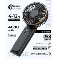 Портативний ручний вентилятор TUNISE M12, 4000 мА·год, чорний (my-21178)