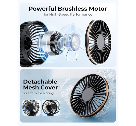 Портативный ручной вентилятор TUNISE M12, 4000 мА·ч, черный (my-21178)