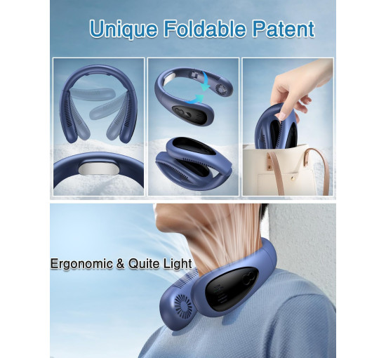 Портативний шийний вентилятор 5000 мА·год, синій (my-21071)