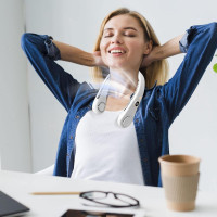 Портативний шийний вентилятор Atfoton R-8 з акумулятором 1500 мА·год, білий (my-21190)