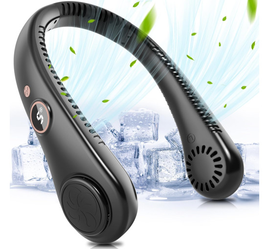 Портативный шейный вентилятор Labeol R-8 с 5 скоростями, черный (my-21173)