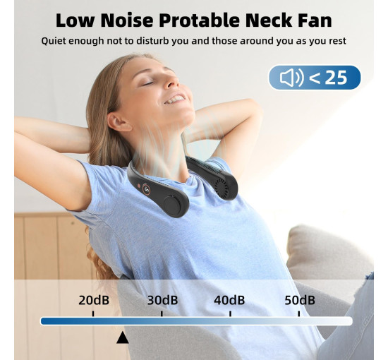 Портативный шейный вентилятор Labeol R-8 с 5 скоростями, черный (my-21173)