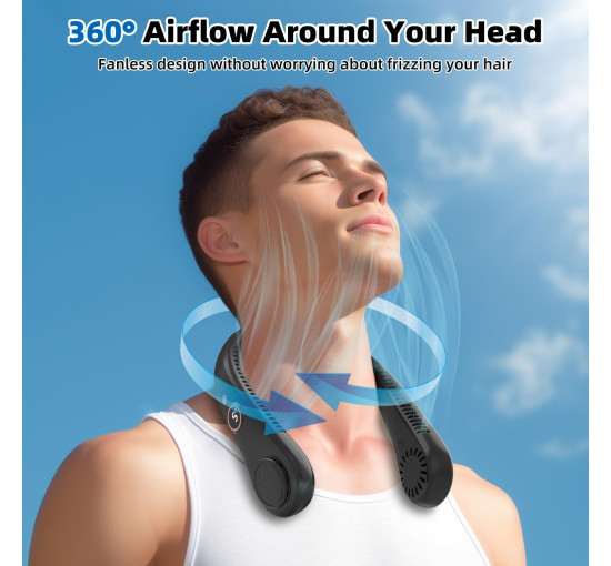 Портативный шейный вентилятор Labeol R-8 с 5 скоростями, черный (my-21173)