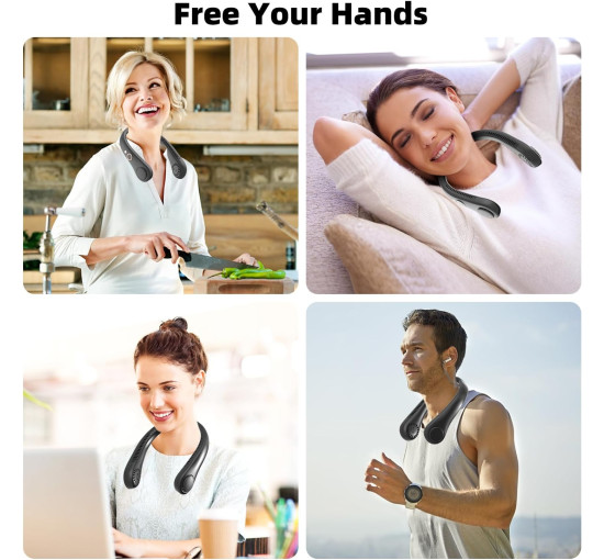 Портативный шейный вентилятор Labeol R-8 с 5 скоростями, черный (my-21173)