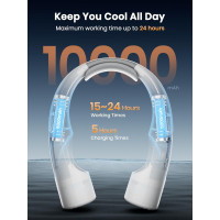 Портативний шийний вентилятор Warmco N1, 10000 мА·год, білий (my-21206)