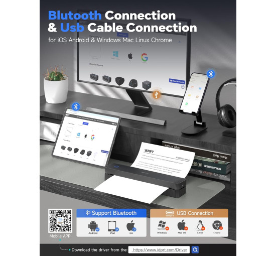 Портативный термопринтер iDPRT MT610 Pro , черный (my-21033)