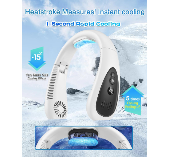 Портативний вентилятор для шиї GAITIR XQ04 з охолоджувальною пластиною, 5000 мА·год, білий (my-21203)