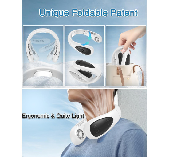 Портативний вентилятор для шиї GAITIR XQ04 з охолоджувальною пластиною, 5000 мА·год, білий (my-21203)