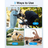 Портативный вентилятор Fitabok A222 с креплением, 4000 мА·ч, черный (my-21201)