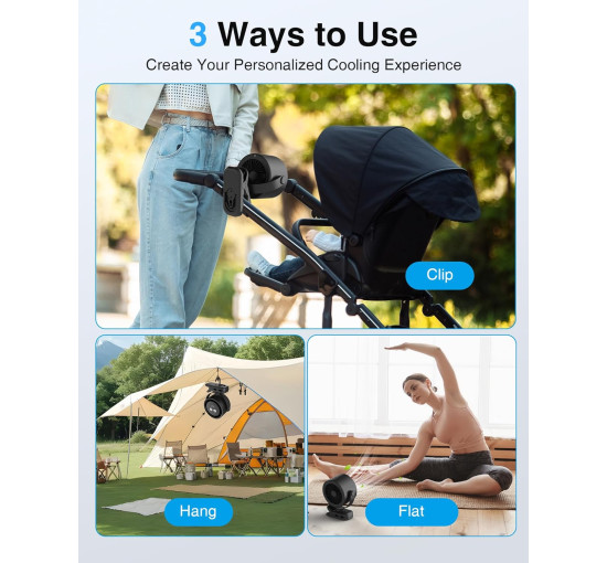 Портативный вентилятор Fitabok A222 с креплением, 4000 мА·ч, черный (my-21201)