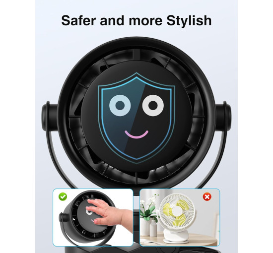 Портативный вентилятор Fitabok A222 с креплением, 4000 мА·ч, черный (my-21201)