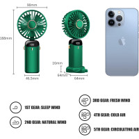 Портативний вентилятор Generic N15, 5 Вт, 3,7 В, зелений (my-21209)
