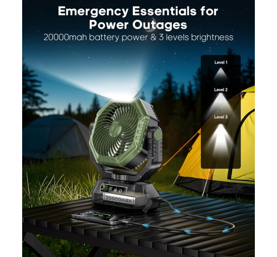 Портативний вентилятор HAWANA TF-15 20000 мА·год, зелений (my-21058)