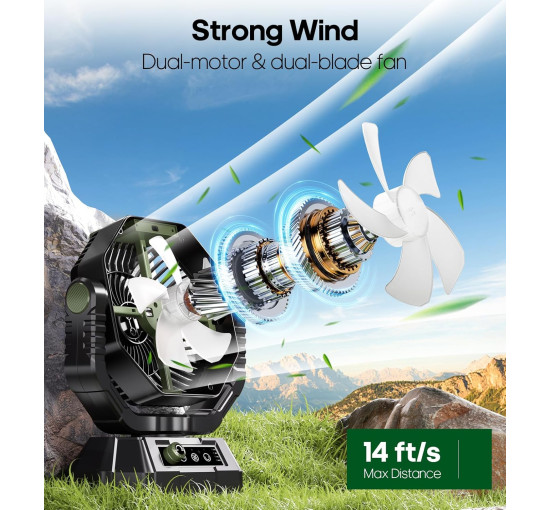 Портативний вентилятор HAWANA TF-15 20000 мА·год, зелений (my-21058)