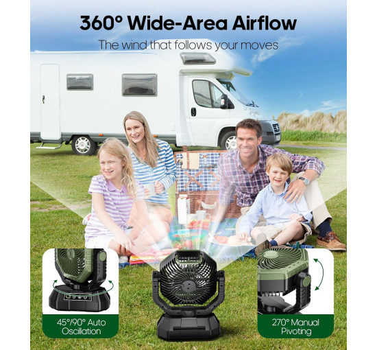 Портативний вентилятор HAWANA TF-15 20000 мА·год, зелений (my-21058)