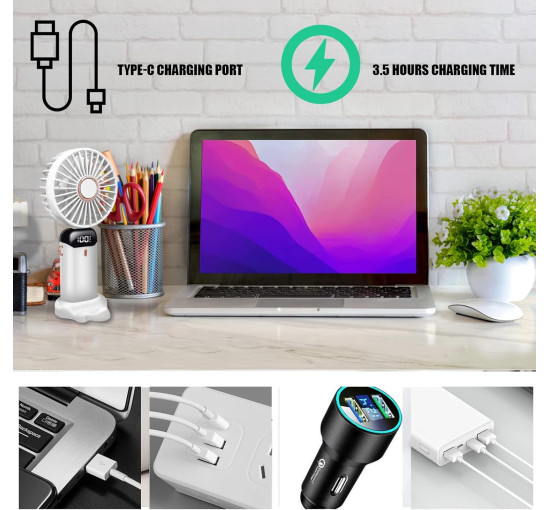 Портативный вентилятор Jsdoin N15 с зарядкой от USB, белый (my-21212)