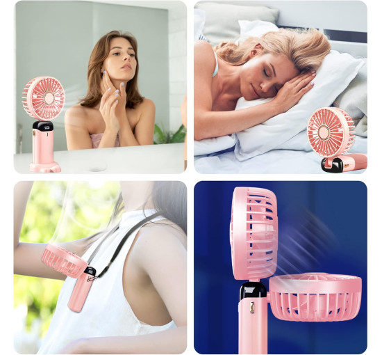 Портативный вентилятор Jsdoin N15 с зарядкой от USB, розовый (my-21211)