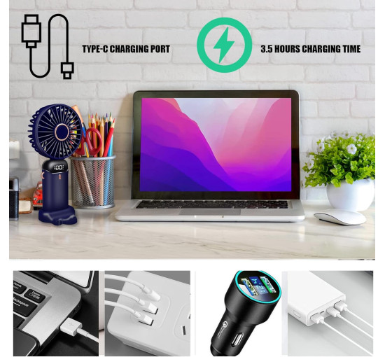 Портативний вентилятор Jsdoin N15 із зарядкою від USB, темно-синій (my-21210)